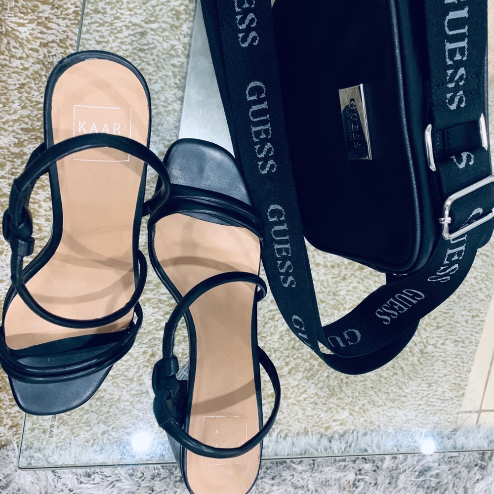 A black guess bag & sandal that's very comfortable to wear at any time